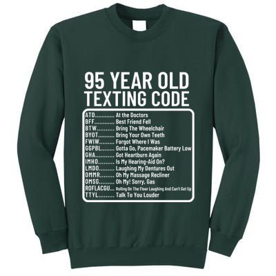 Funny 95 Year Old Texting Code Birthday Tall Sweatshirt