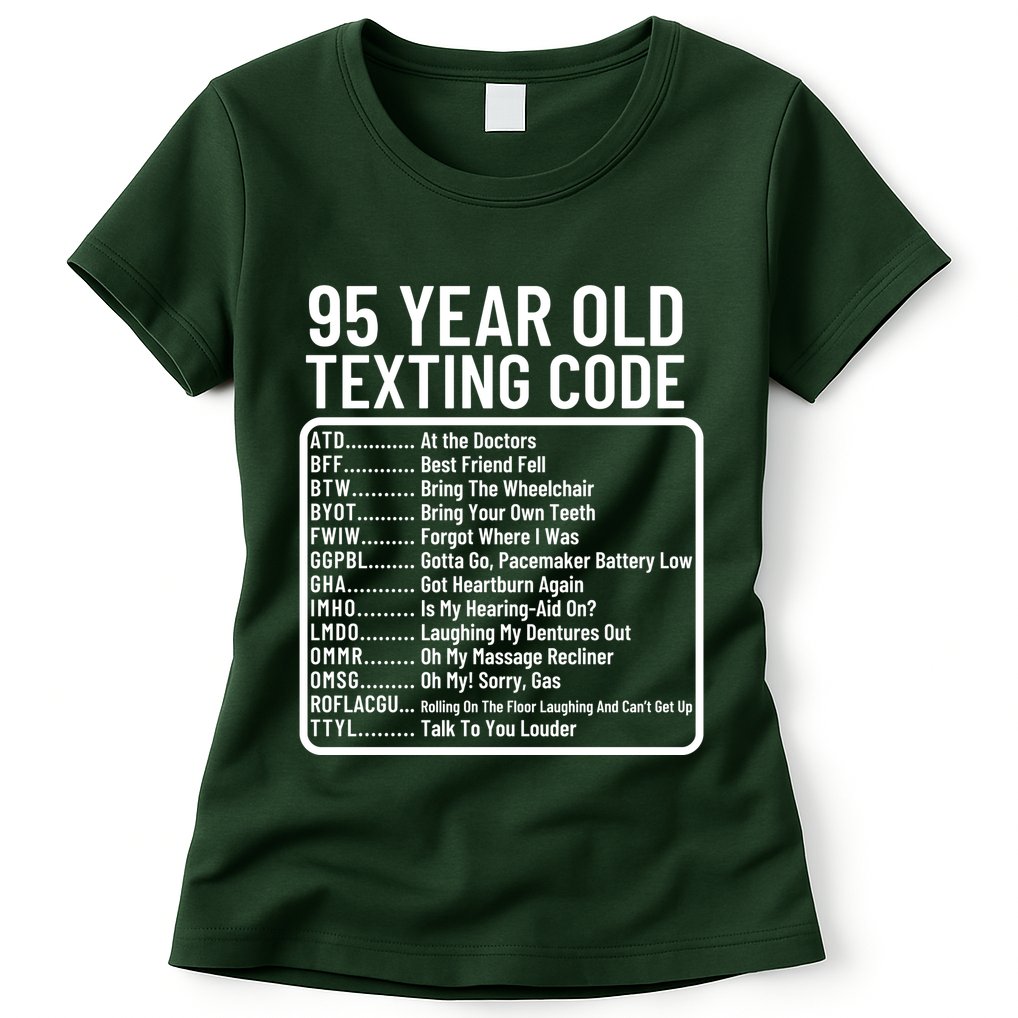 Funny 95 Year Old Texting Code Birthday Womens T-Shirt