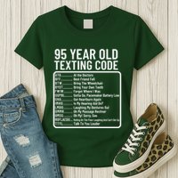 Funny 95 Year Old Texting Code Birthday Womens T-Shirt
