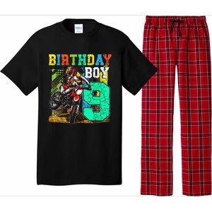 Funny 9 Years Old Birthday Dirt Bike Motorcycle Bday Pajama Set