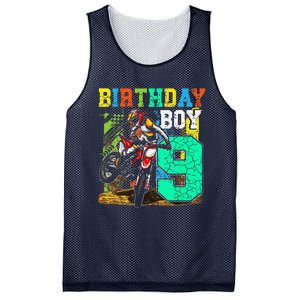 Funny 9 Years Old Birthday Dirt Bike Motorcycle Bday Mesh Reversible Basketball Jersey Tank