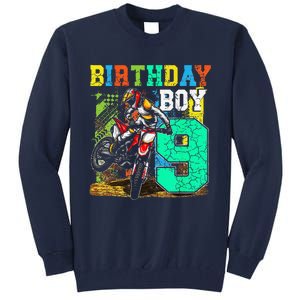 Funny 9 Years Old Birthday Dirt Bike Motorcycle Bday Tall Sweatshirt