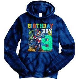 Funny 9 Years Old Birthday Dirt Bike Motorcycle Bday Tie Dye Hoodie