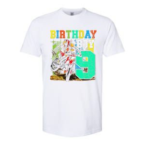 Funny 9 Years Old Birthday Dirt Bike Motorcycle Bday Softstyle CVC T-Shirt