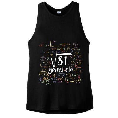 Funny 9 Year Old Birthday Square Root Of 81 Math Ladies PosiCharge Tri-Blend Wicking Tank