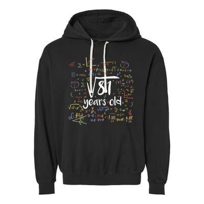 Funny 9 Year Old Birthday Square Root Of 81 Math Garment-Dyed Fleece Hoodie