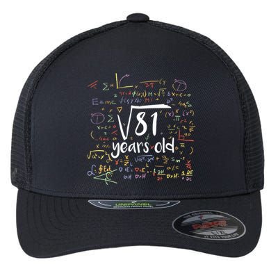 Funny 9 Year Old Birthday Square Root Of 81 Math Flexfit Unipanel Trucker Cap