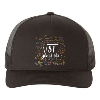 Funny 9 Year Old Birthday Square Root Of 81 Math Yupoong Adult 5-Panel Trucker Hat
