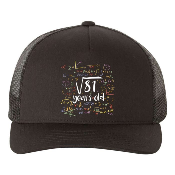 Funny 9 Year Old Birthday Square Root Of 81 Math Yupoong Adult 5-Panel Trucker Hat
