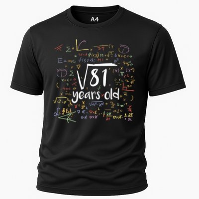 Funny 9 Year Old Birthday Square Root Of 81 Math Performance Shirt