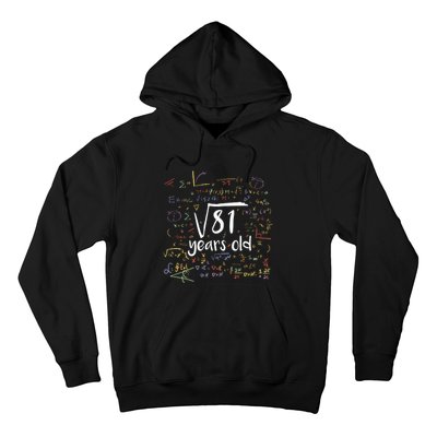 Funny 9 Year Old Birthday Square Root Of 81 Math Hoodie