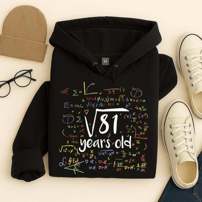 Funny 9 Year Old Birthday Square Root Of 81 Math Hoodie