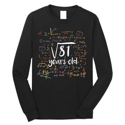 Funny 9 Year Old Birthday Square Root Of 81 Math Long Sleeve Shirt