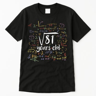 Funny 9 Year Old Birthday Square Root Of 81 Math Tall T-Shirt