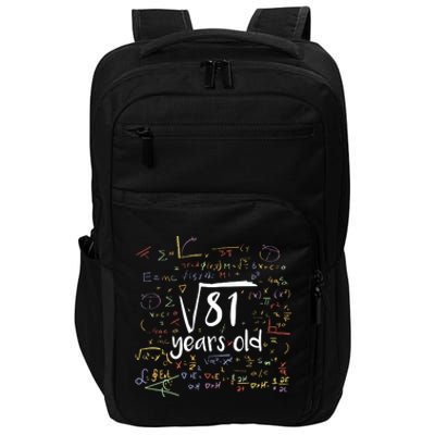 Funny 9 Year Old Birthday Square Root Of 81 Math Impact Tech Backpack