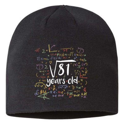 Funny 9 Year Old Birthday Square Root Of 81 Math Sustainable Beanie