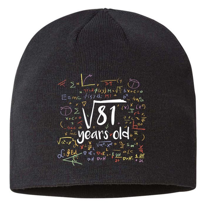 Funny 9 Year Old Birthday Square Root Of 81 Math Sustainable Beanie
