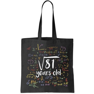 Funny 9 Year Old Birthday Square Root Of 81 Math Bag
