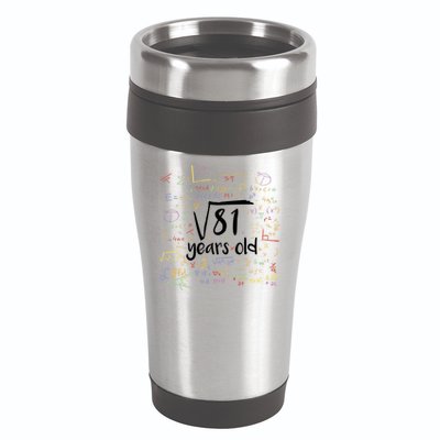 Funny 9 Year Old Birthday Square Root Of 81 Math 16oz Travel Tumbler