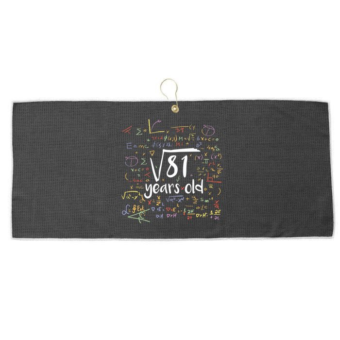 Funny 9 Year Old Birthday Square Root Of 81 Math Large Microfiber Waffle Golf Towel