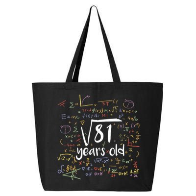 Funny 9 Year Old Birthday Square Root Of 81 Math 25L Jumbo Tote