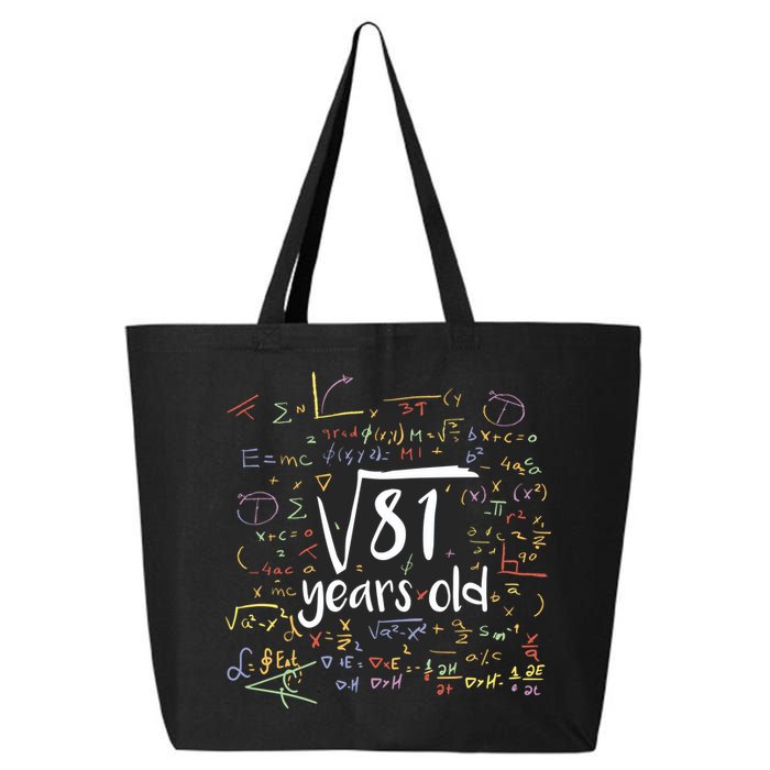 Funny 9 Year Old Birthday Square Root Of 81 Math 25L Jumbo Tote