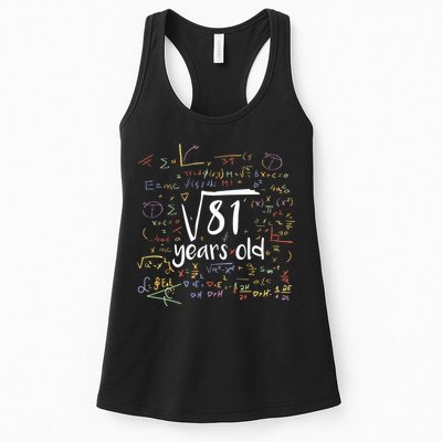 Funny 9 Year Old Birthday Square Root Of 81 Math Womens Tank Top