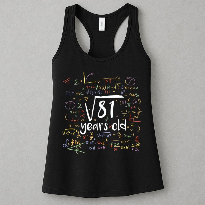 Funny 9 Year Old Birthday Square Root Of 81 Math Womens Tank Top