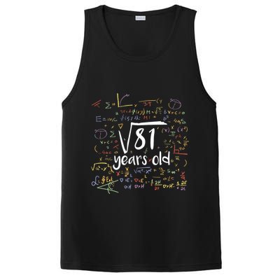 Funny 9 Year Old Birthday Square Root Of 81 Math PosiCharge Competitor Tank