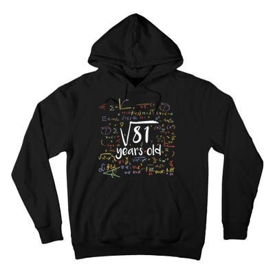 Funny 9 Year Old Birthday Square Root Of 81 Math Tall Hoodie