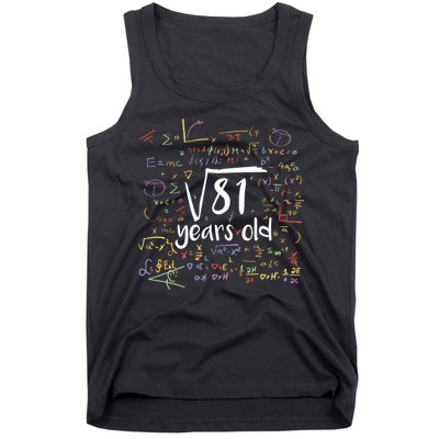 Funny 9 Year Old Birthday Square Root Of 81 Math Tank Top