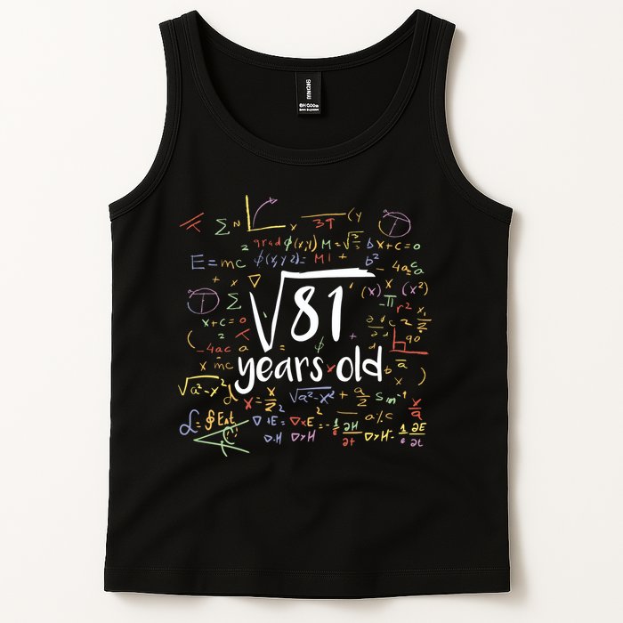 Funny 9 Year Old Birthday Square Root Of 81 Math Tank Top