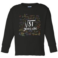 Funny 9 Year Old Birthday Square Root Of 81 Math Toddler Long Sleeve Shirt