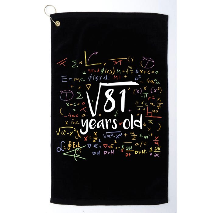 Funny 9 Year Old Birthday Square Root Of 81 Math Golf Towel