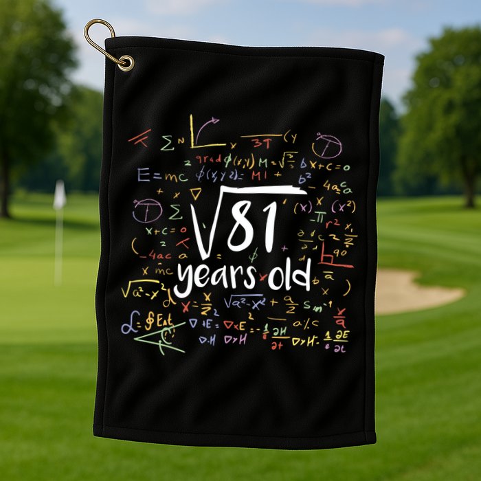 Funny 9 Year Old Birthday Square Root Of 81 Math Golf Towel