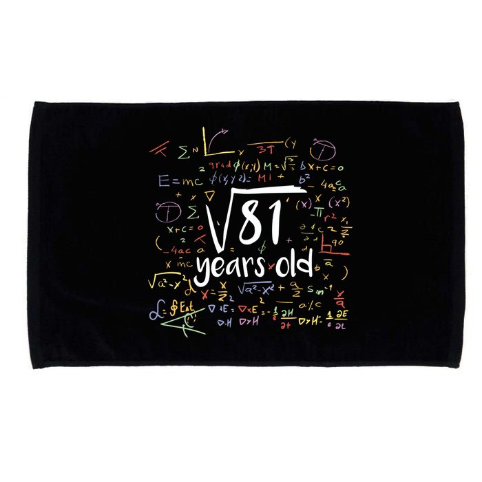 Funny 9 Year Old Birthday Square Root Of 81 Math Microfiber Hand Towel