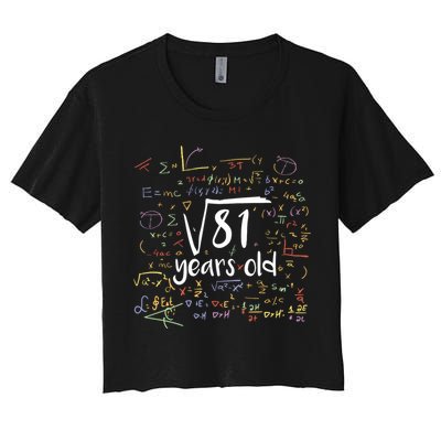 Funny 9 Year Old Birthday Square Root Of 81 Math Crop Top