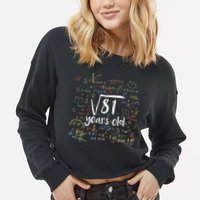 Funny 9 Year Old Birthday Square Root Of 81 Math Cropped Pullover Crew