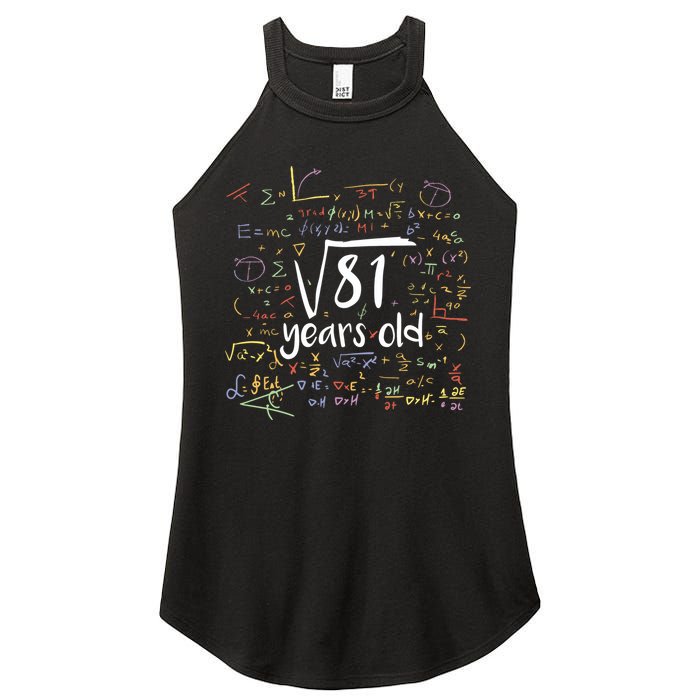 Funny 9 Year Old Birthday Square Root Of 81 Math Women's Perfect Tri Rocker Tank