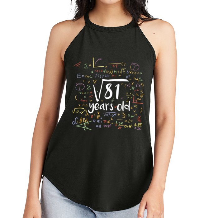 Funny 9 Year Old Birthday Square Root Of 81 Math Women's Perfect Tri Rocker Tank