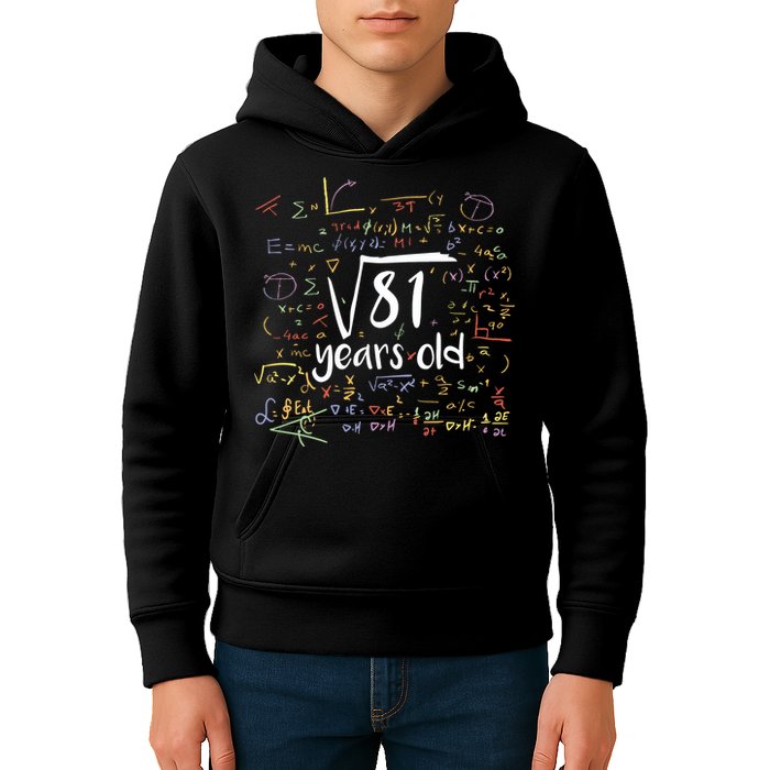 Funny 9 Year Old Birthday Square Root Of 81 Math Kids Hoodie