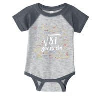 Funny 9 Year Old Birthday Square Root Of 81 Math Infant Baby Jersey Bodysuit