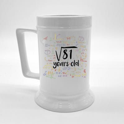 Funny 9 Year Old Birthday Square Root Of 81 Math Beer Stein