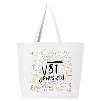 Funny 9 Year Old Birthday Square Root Of 81 Math 25L Jumbo Tote