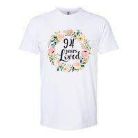 Floral 94 Years Loved 94th Birthday Gift For Grandma Softstyle CVC T-Shirt