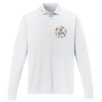 Floral 94 Years Loved 94th Birthday Gift For Grandma Performance Long Sleeve Polo