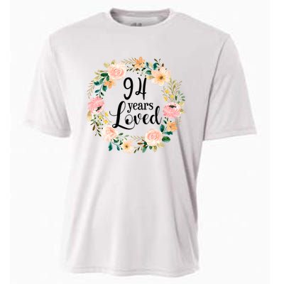 Floral 94 Years Loved 94th Birthday Gift For Grandma Cooling Performance Crew T-Shirt