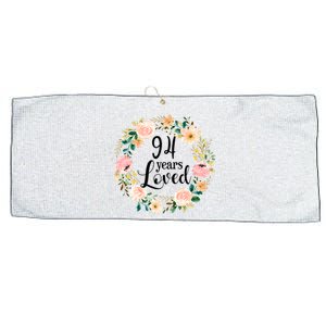 Floral 94 Years Loved 94th Birthday Gift For Grandma Large Microfiber Waffle Golf Towel