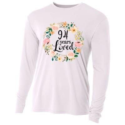 Floral 94 Years Loved 94th Birthday Gift For Grandma Cooling Performance Long Sleeve Crew