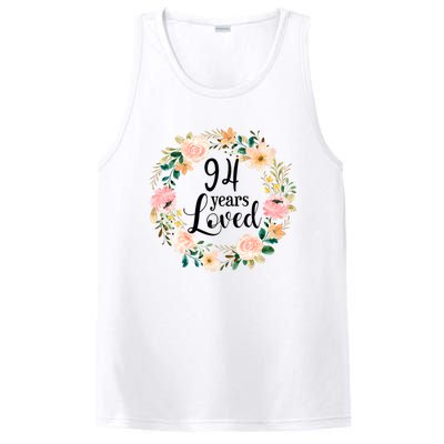 Floral 94 Years Loved 94th Birthday Gift For Grandma PosiCharge Competitor Tank